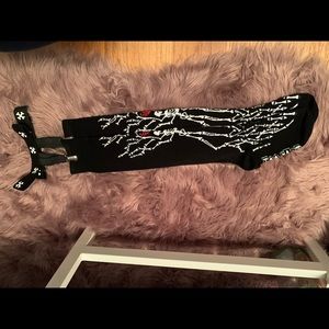 Spooky Skeleton Knee High Gartered Socks